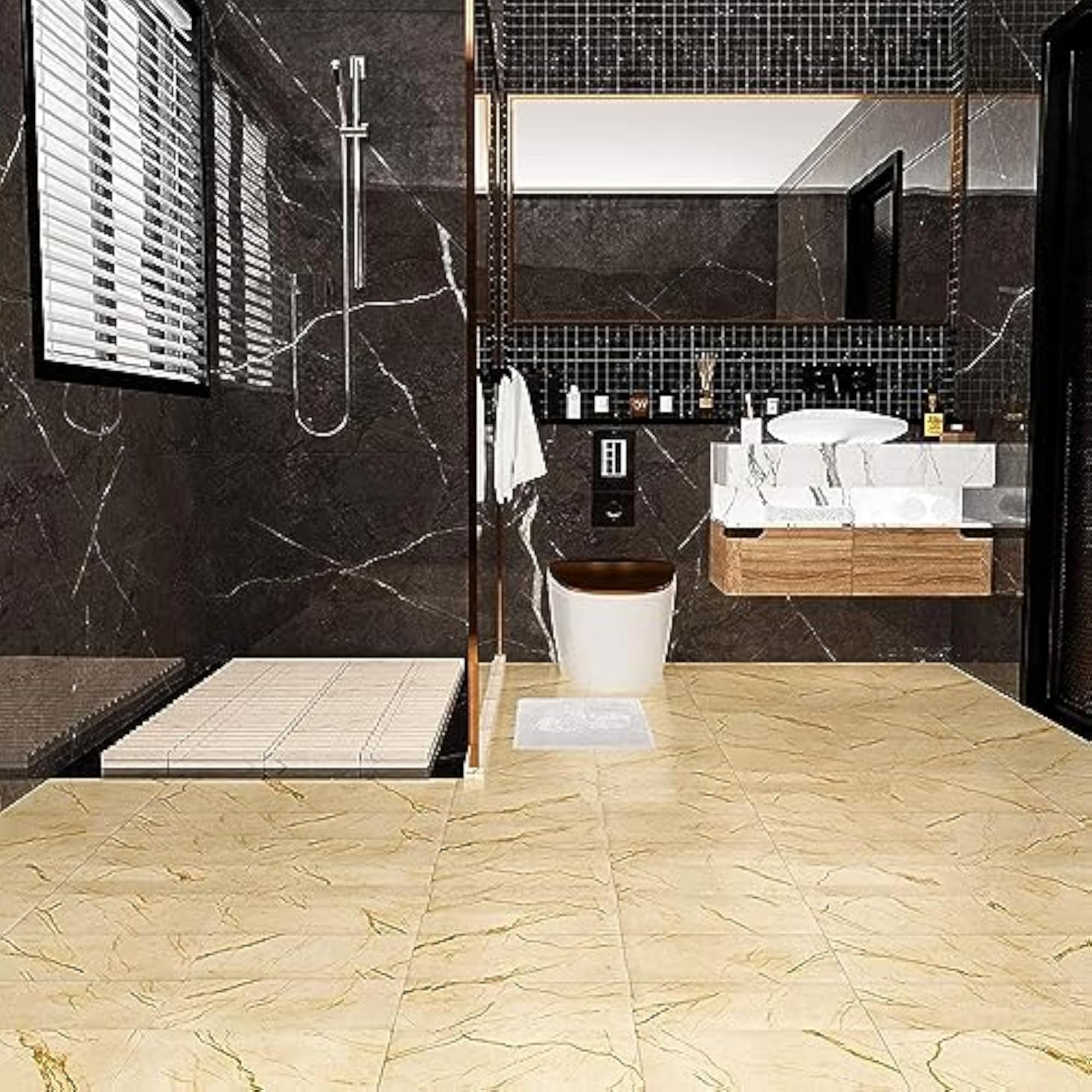 Marble Tiles Wall Sticker for Kitchen & Bathroom