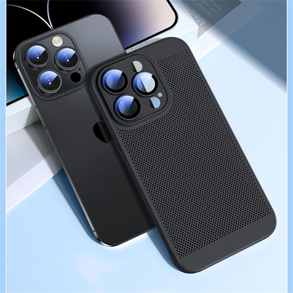 Dl3 Mobilak Case For iPhone 11 6.1-Inch Heat Dissipation Case with Built-in Camera Lens Protector Slim Fit Breathable Cooling Anti-Fingerprint Hard PC Back Shockproof Cover - Black