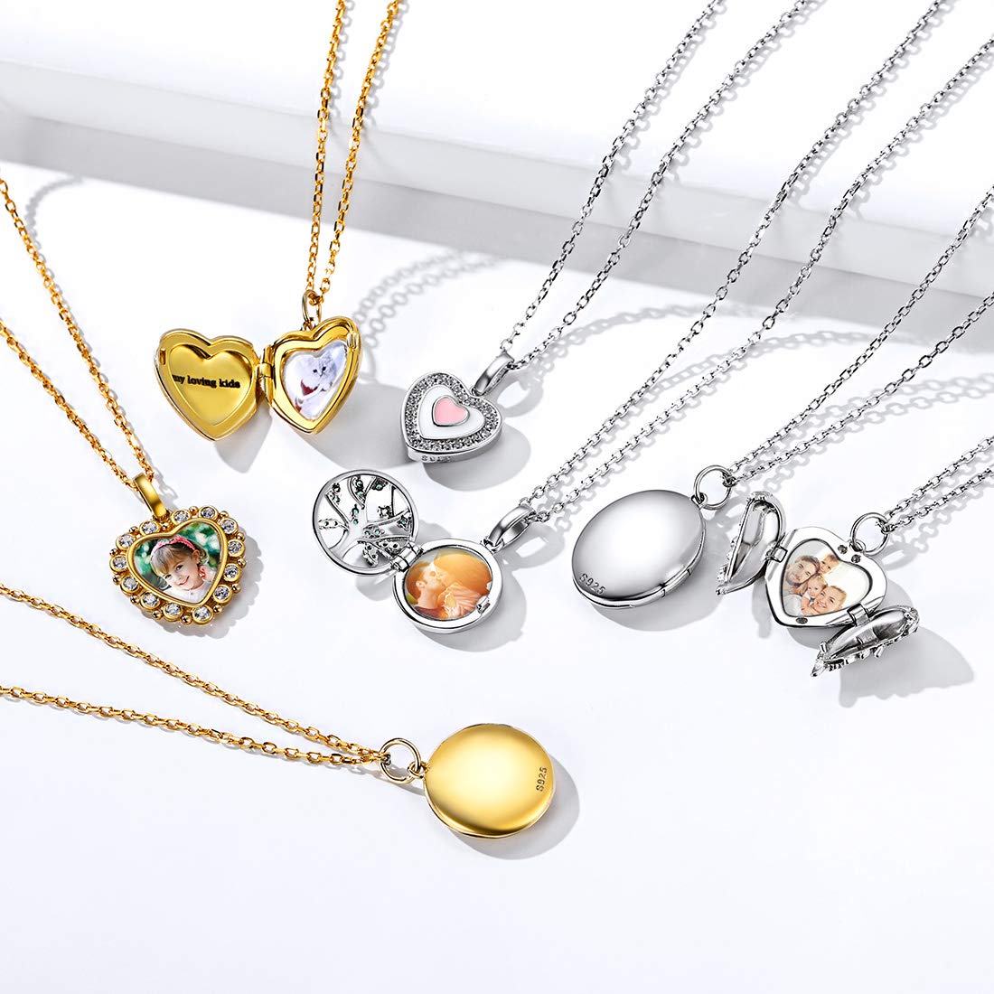 ChicSilver Damen 925 Sterling Silber Halskette Personalisiert Medaillon für Mädchen, Damen Medaillon zum öffnen für Bilder, Frauen Rund/Oval Medaillons für Bild Amulett Schmuck für Freundin Ehefrau