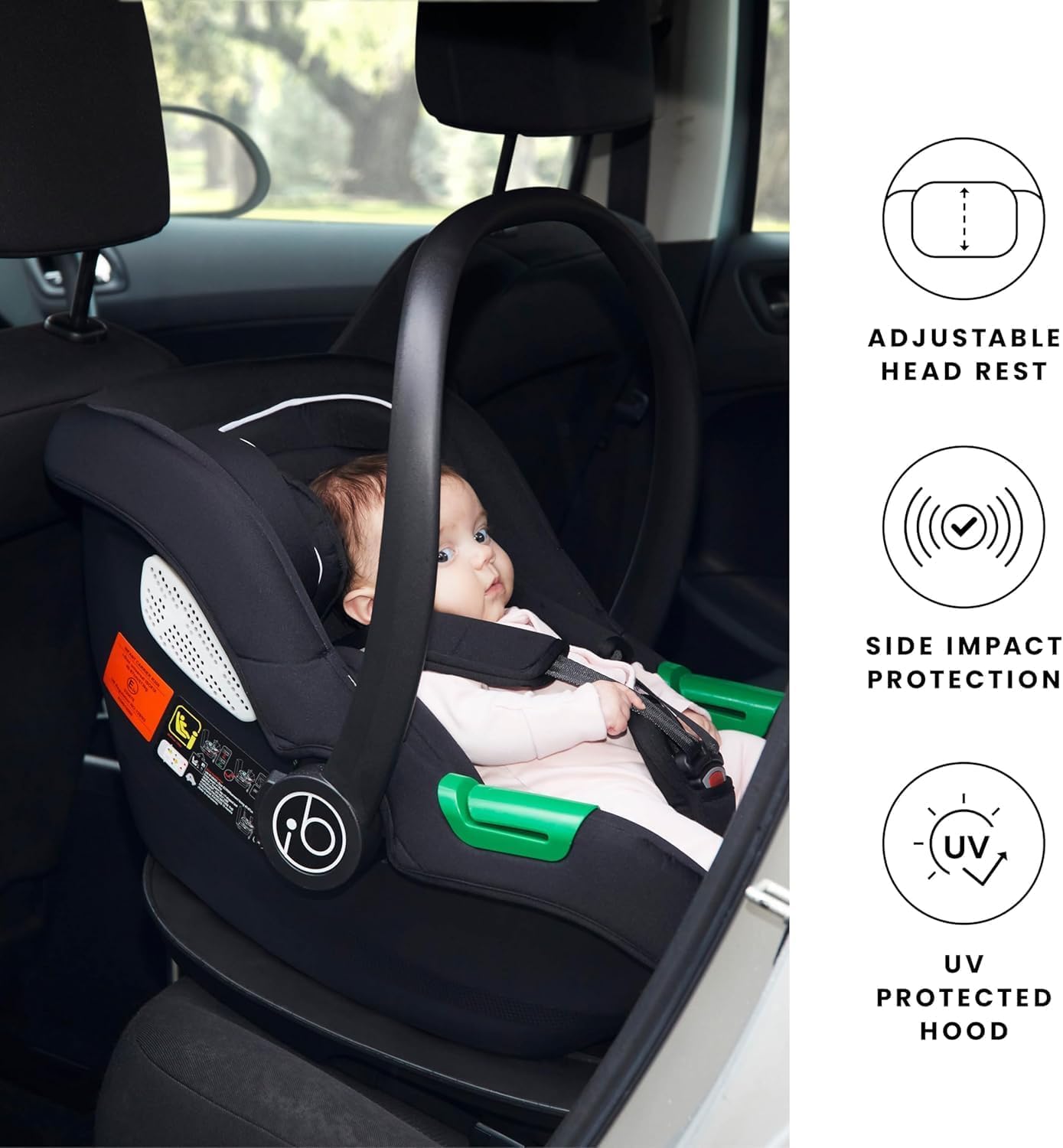 Ickle Bubba Fotelik samochodowy Cirrus i-Size z bazą ISOFIX - standard bezpieczeństwa R129, uderzenia boczne, lekki, zagłówek regulowany jedną ręką, kaptur UPF 50+ (Cirrus i-Size & ISOFIX base)