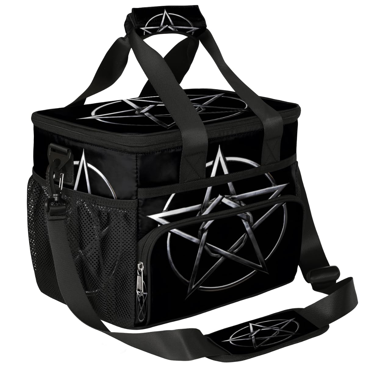 Magic Circle Insulated Picnic Backpack Lunch Box for Women Men Picnic Basket Tote Lunch Bag Picnic Bag Portable Lunch Bags for Picnic, Beach, Work, Trip,Office, Camp Gray Metal Pentagram