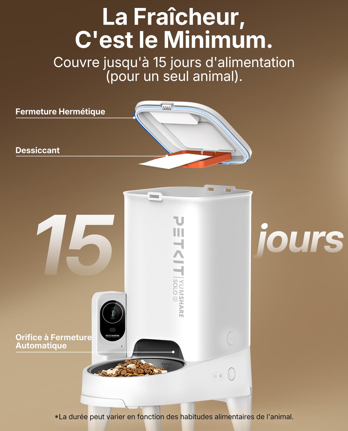 PETKIT YumShare Solo 2 Distributeur Croquettes Chat Automatique avec Caméra, Reconnaissance faciale Multi-Chats, WiFi 2.4 GHz & 5GHz, Vision Nocturne, Contrôle Via App, Jusqu'à 5 Repas par Jour