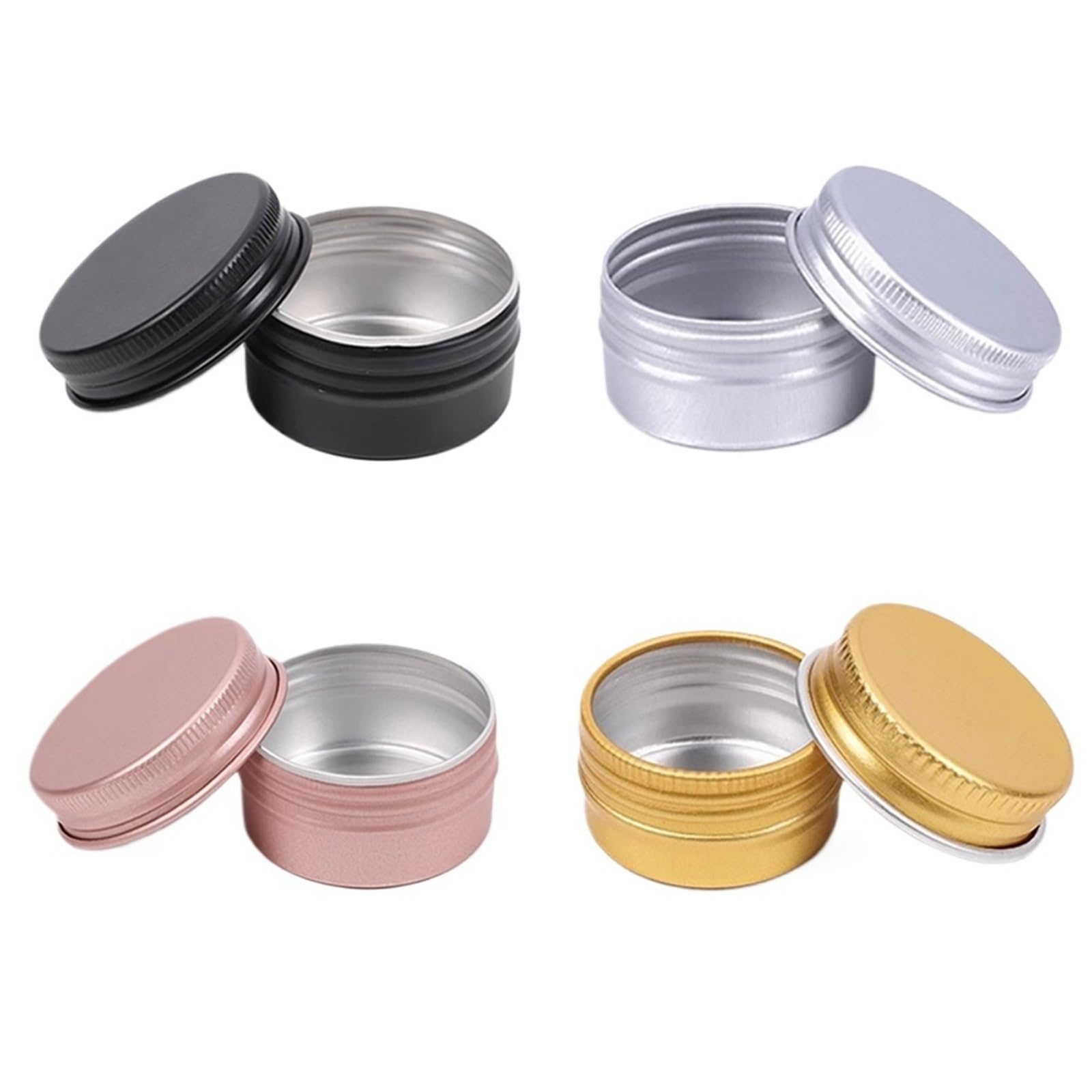 Kleine Dosen mit Deckel, Aluminium-Blechdose, 32 Stück, Gesichtscreme, Kosmetik, Lippenbalsam, Nagelglitzer, Behälter, Leere Kerzengläser, Gold | Silver