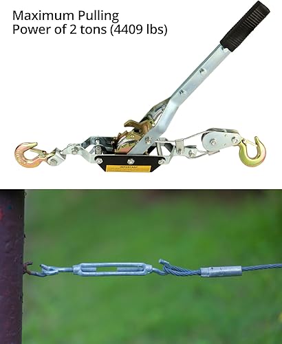 Miniatura 3 de QWORK Extractor de potencia de doble engranaje de 2 toneladas, extractor de cabrestante de alzamiento automotriz, cable de alimentación resistente,