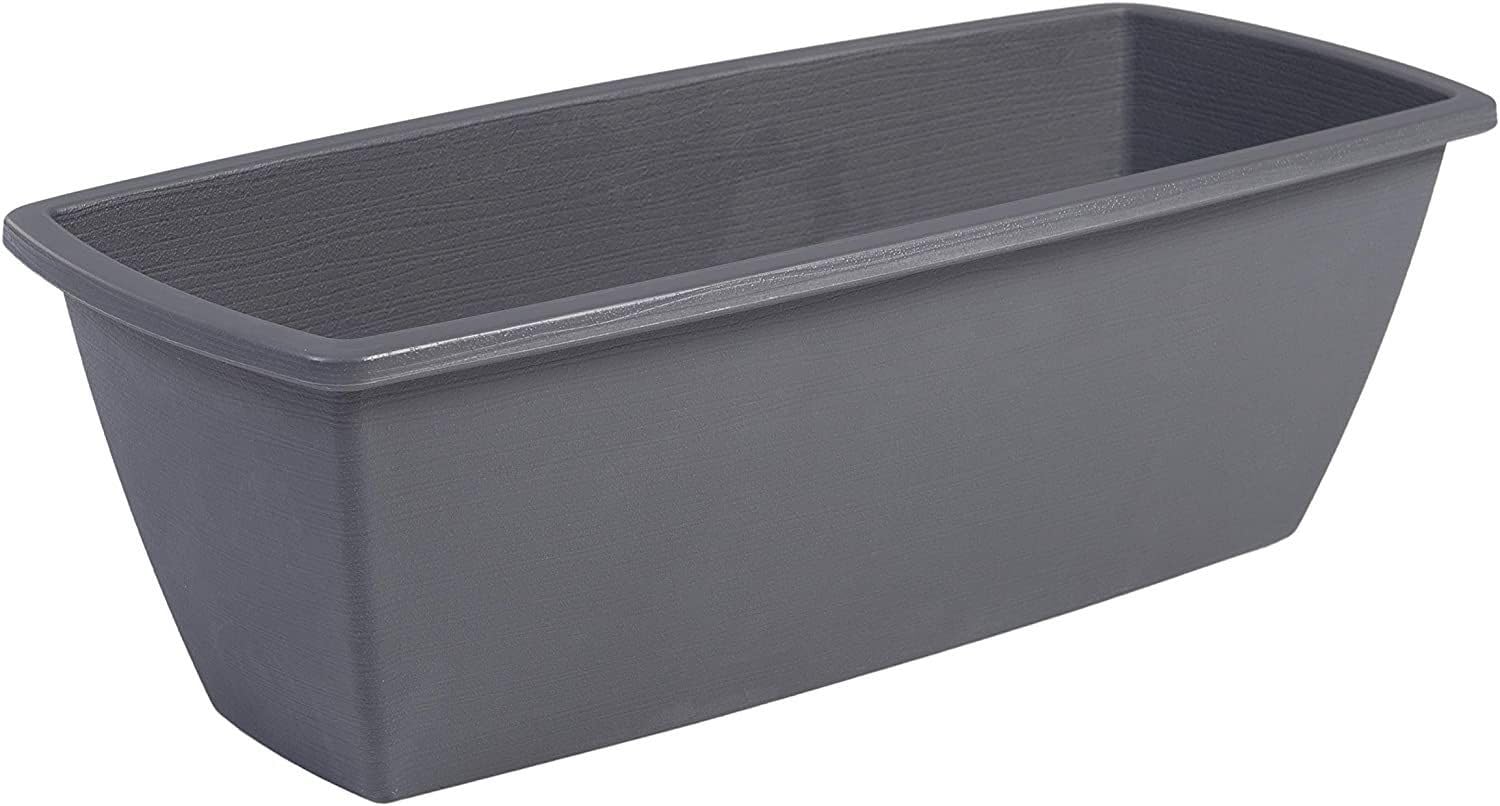 Iris Ohyama, Maceta, jardinera cuadrada con sistema de drenaje/reserva de agua, para la jardinería - Rectangle Plant Pot550 - Gris