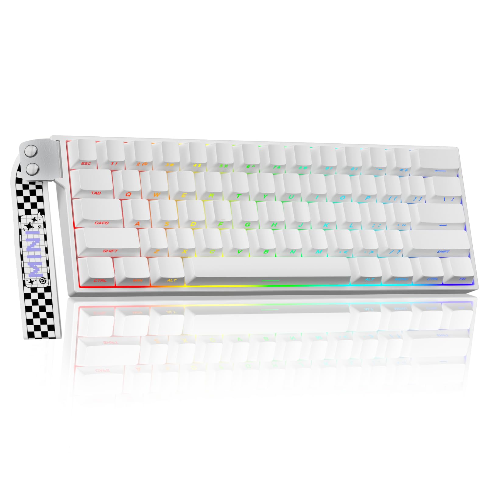 AULA MINI60 Wireless Gaming Keyboard,BT5.0/2.4GHz/Wired,Hall Effect Magnetic Switches,0.01mm RT Accuracy,Adjustable Actuation,8KHz Polling,RGB,WEB Driver,60% Percent Mechanical Keyboard (White)