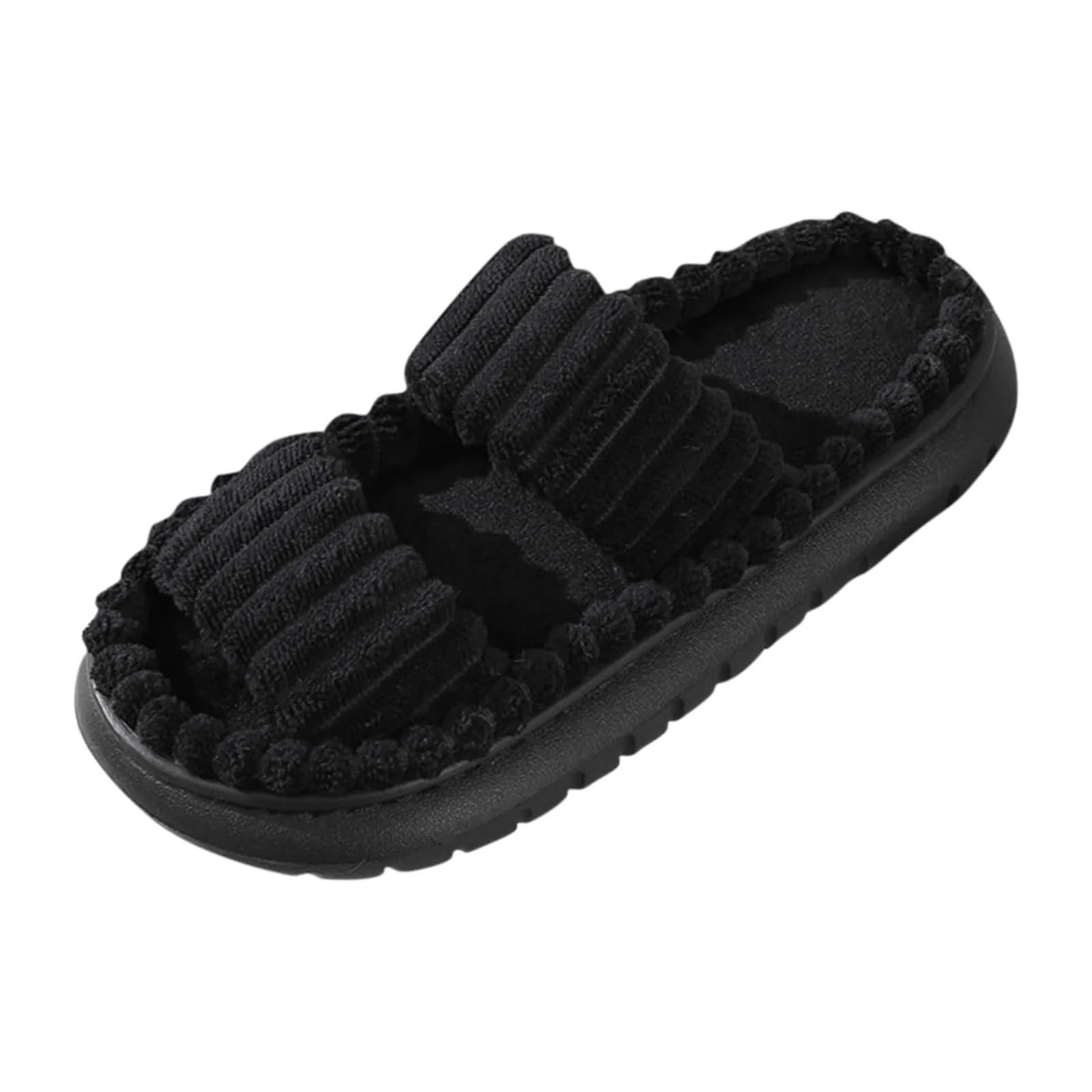 Pantuflas de casa for Mujer con Puntera Abierta y Suela de Lino Cruzada, Chanclas de baño Antideslizantes con Suela de Lino. para Uso Doméstico(Black,44)