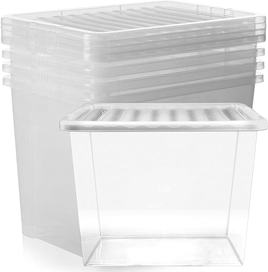 STORM TRADING GROUP 5 x 80L (80 Litres) XL Plastic Clear Storage Boxes