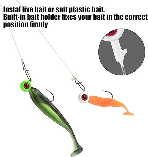 Miniatura 5 de Alwonder Paquete de 3050 cabezas de plantillas de cangrejo con ojos 3D, cabezas de plantilla de pesca de trucha de lubina, 132 oz 116 oz 18 oz para