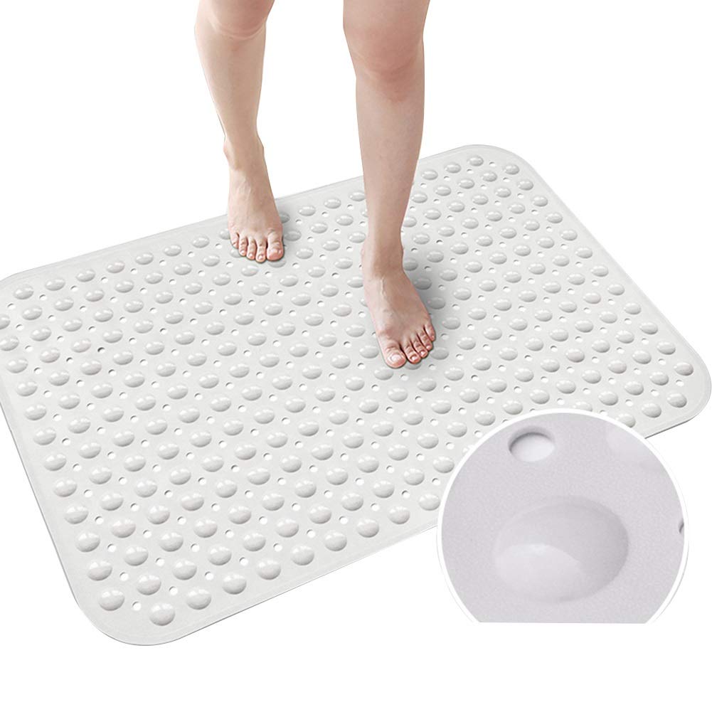 exproyzk Tappetino Doccia Tappetino da Bagno Antiscivolo， con Ventosa, Drenaggio Rapido Utilizzato in Docce, Spa, Saune, Bagno(Bianco,80X80cm)