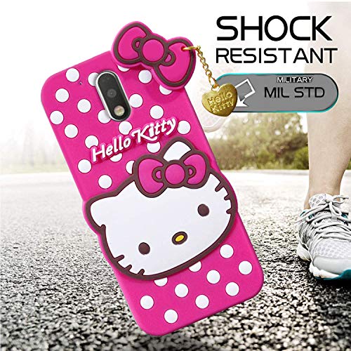 Image of Unirock Hello Kitty Back Case Cover for Moto G4 Plus| 3D Cute Hello Kitty Case |Soft Silicone Rubber Back Cover with Pendant Kitty Cover for Moto G4 Plus (Pink)