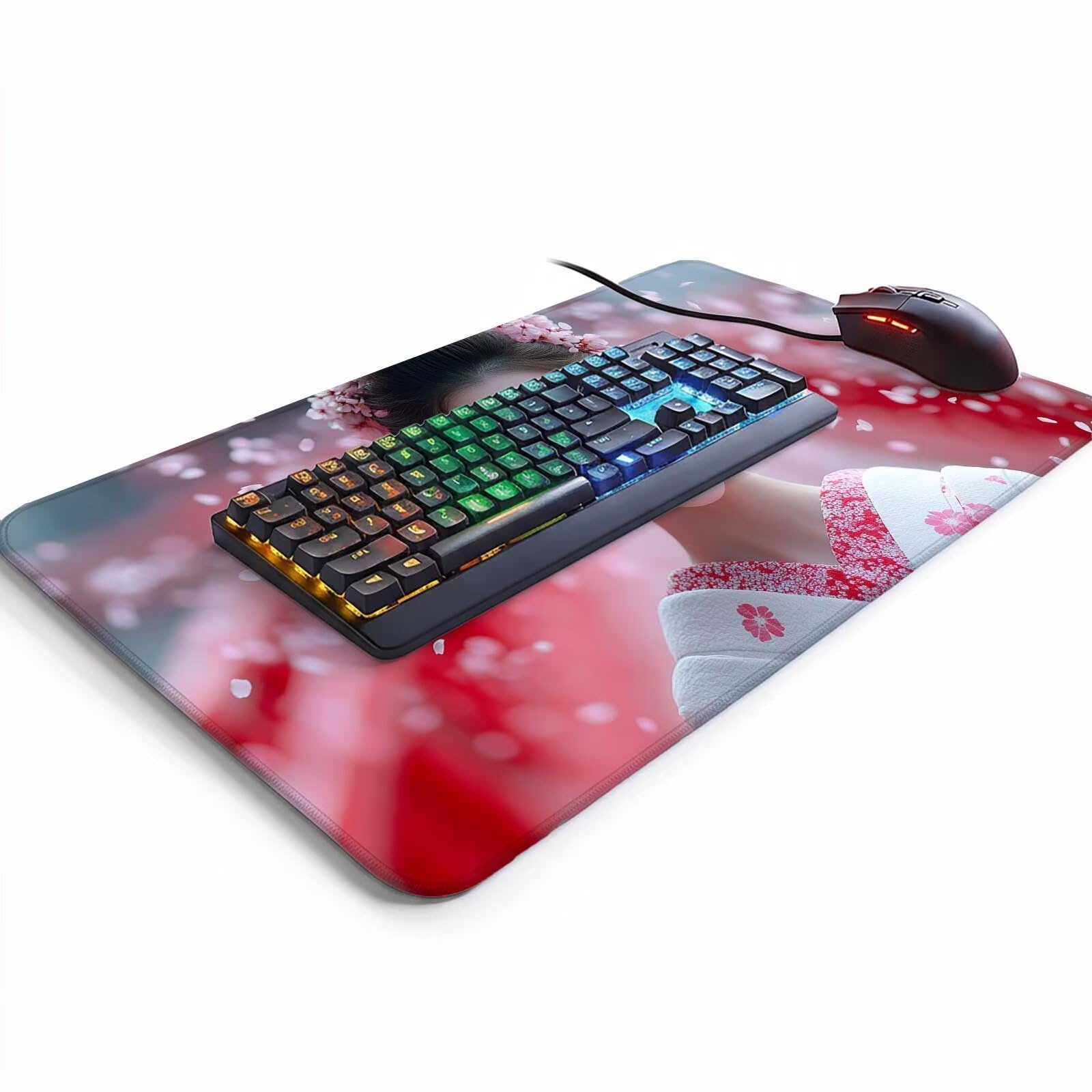 Podkładka pod mysz Geisha XXL 600 x 1400 x 3 mm, wodoodporna, gamingowa podkładka pod mysz, dokładność, zwiększona prędkość, akcesoria do gier, laptop, biuro, prezent dla mężczyzn, FSBD-8229