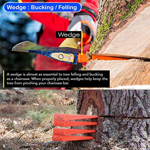 Podoy Chainsaw Vise Stump and 5.5 Inch Tree Felling Wedges Compatible with Stihl Logging Supplies Tools for Chainsaw Sharpening, Wood Splitting, Tree Cutting