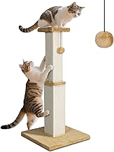Zvonema Arbre à Chat de 78 cm Haut, Tronc en Sisal Naturel, Stable Arbre pour Chats avec Balle en Peluche Interactive, pour Chats de Taille Moyenne et Petite, pour l'intérieur