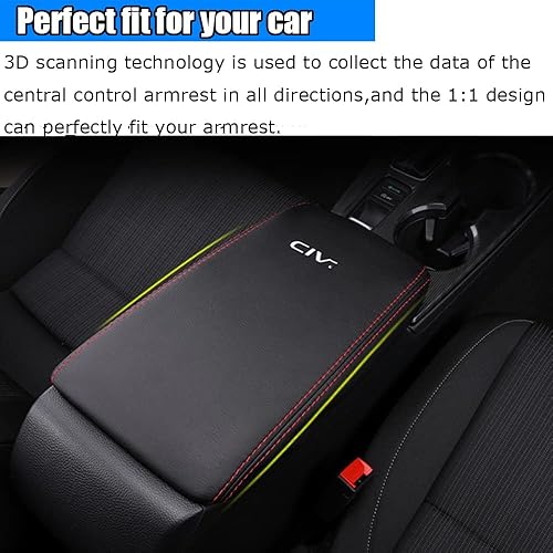 Miniatura 4 de Kakash Accesorios interiores personalizados para Honda 11th Civic Gen 2022 2023, funda de cuero para consola central, almohadilla para reposabrazos,