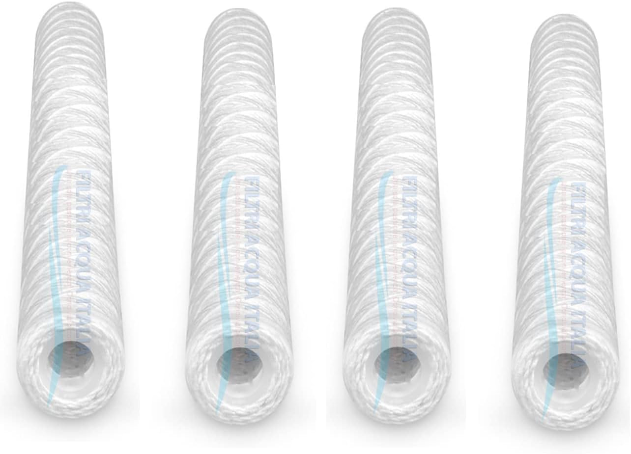 Cartuccia Filtro Filo Avvolto 20 Pollici Micron 1 Filtri Acqua Italia Set 4 Pezzi