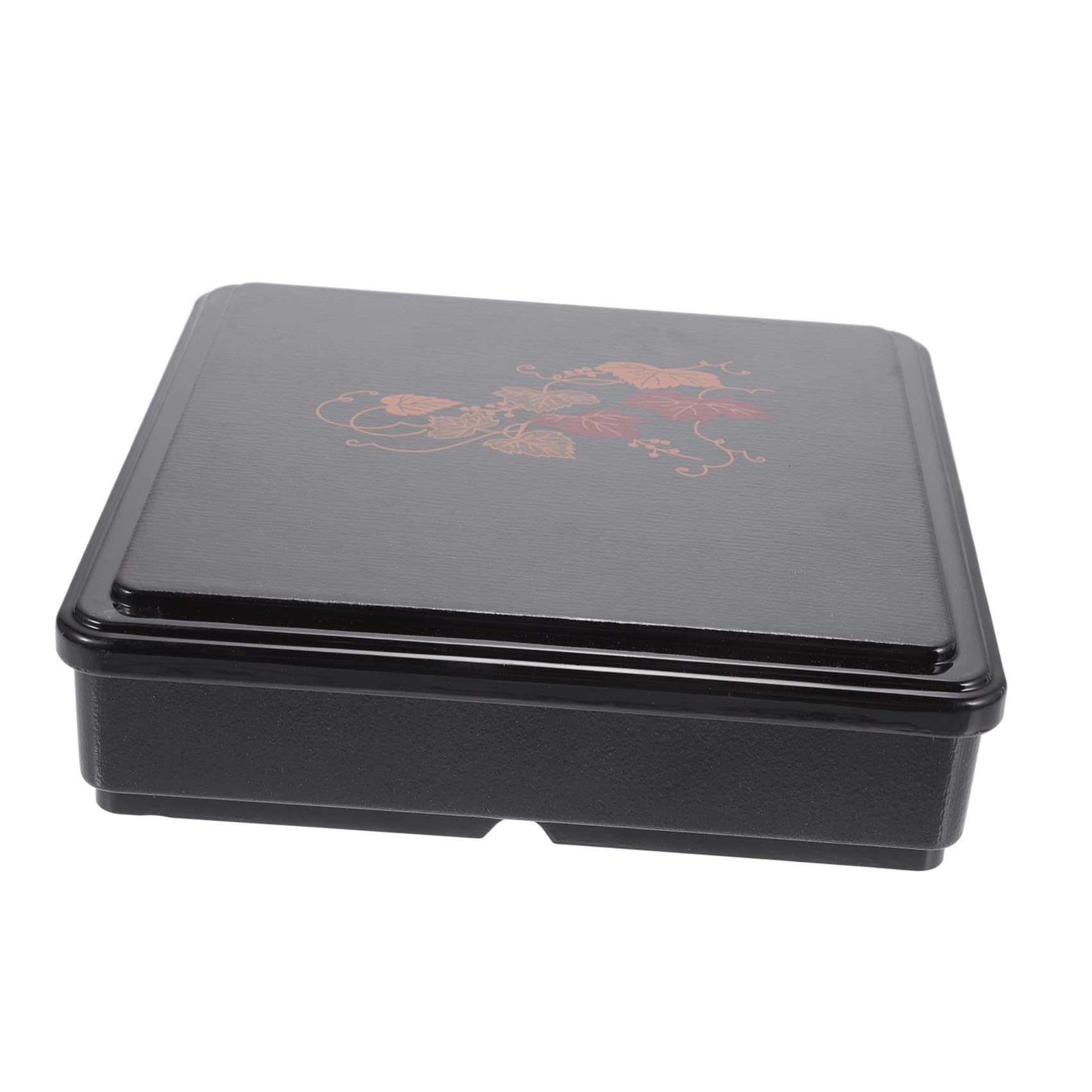 CRAFTHROU Bento Box Giapponese Rotondo in Melamina Divisori Nero | Formato Portatile, Bordi Lisci, per Casa e Campeggio, Adatto a Lavoratori e Studenti
