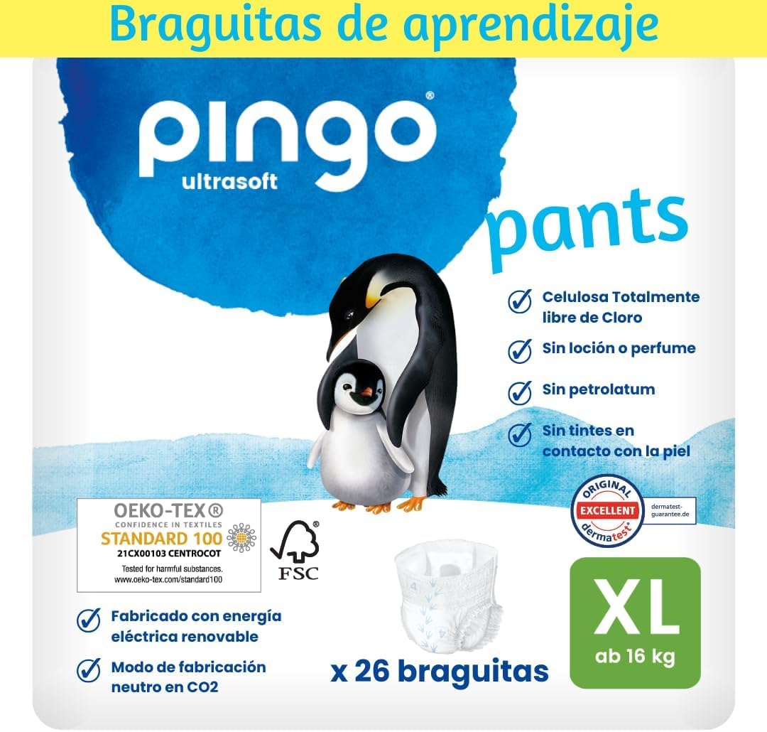 Pingo Pañales Couches - Culotte écologiques taille 6 26 unités
