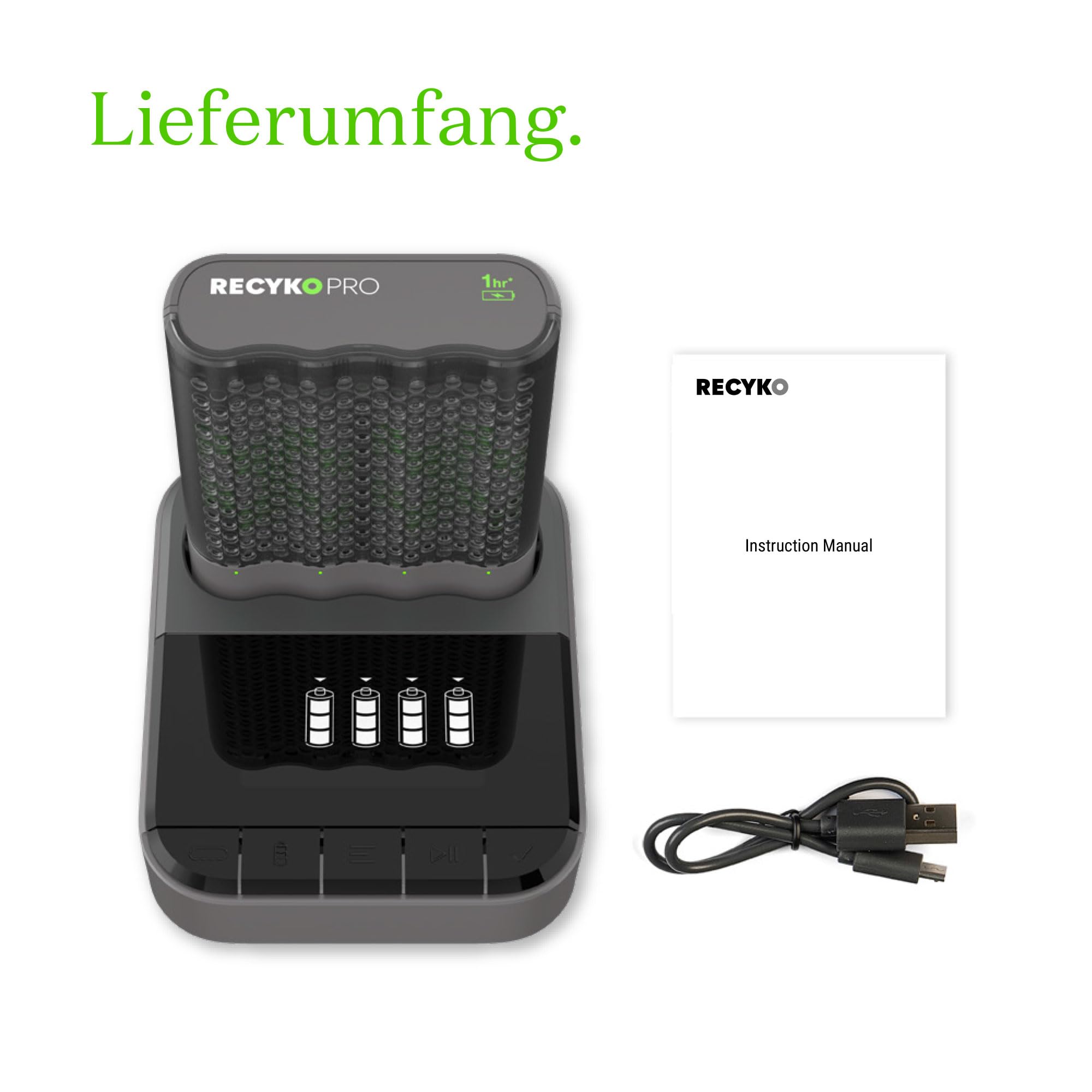 GP RECYKO Pro GP P461 ładowarka USB + 4 baterie AA RECYKO PRO 2000 mAh + stacja ładująca USB, GPRCPCHP461D464