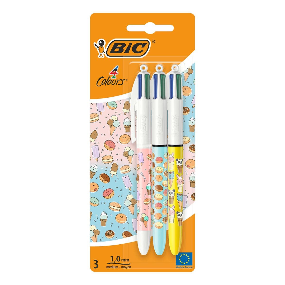 Długopisy marki BIC model BIC PENNA 4 COLORI CUTTIE FOOD SET 3 PZ 503771