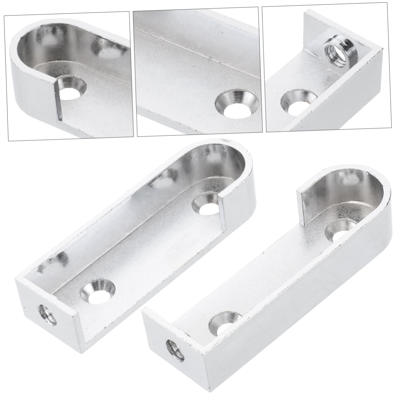 VILLCASE 2Pcs Closet Rod End Supports Durable Cast Wardrobe Tube Support Bracket for Clothes Hanging Rod Holder Silver Finish Compatible with Standard Rods