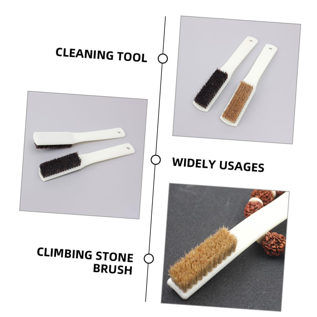 KICHOUSE 4pcs Walnut Stone Cleaning Brush Recycled Rock Climbing Gear Bouldering Hangboard Climbing Portable Sports Brush
