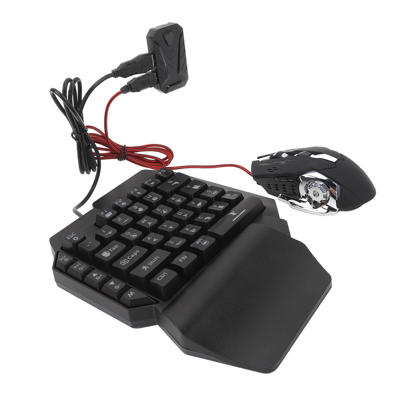 Paquete Combinado de Juegos Móviles 4 en 1, Juego de Convertidor de Teclado y Mouse para Mix Pro, Teclado para Juegos con una Mano, Mouse para RGB, Soporte para Teléfono, Carga Rápida 5V 2A,