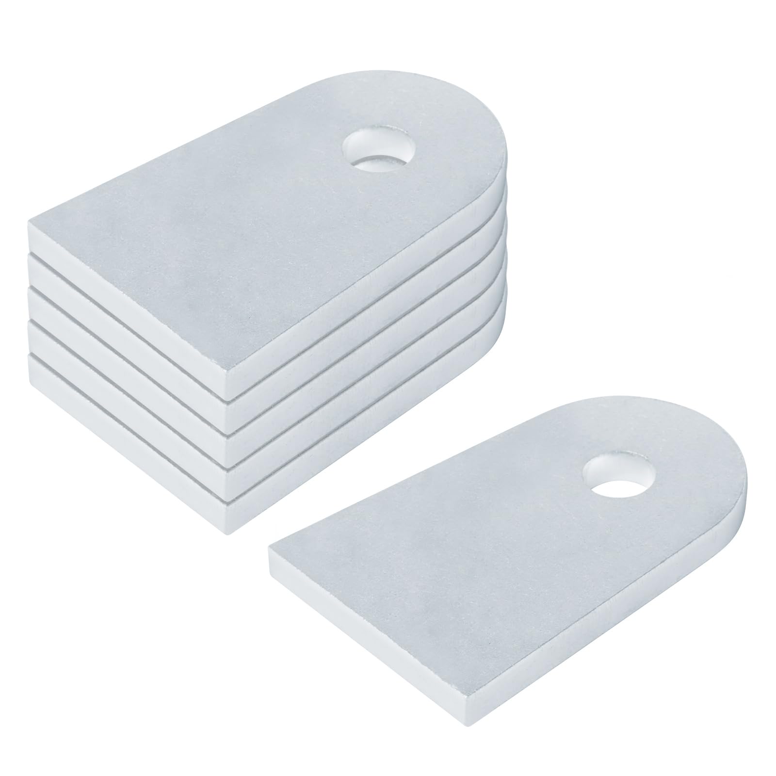 6 Pcs 3-1/2" x 2-3/8" Weld On Tabs, 1/2" Bolt Hole, 2-1/2" Center Hole Height, Flat Bottom Shock Tabs, Thickness 7.7mm