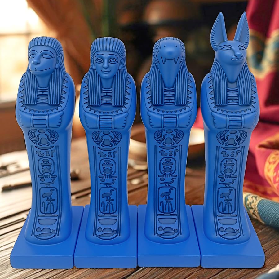 Juego de 4 estatuas de dioses egipcios en resina miniatura 5