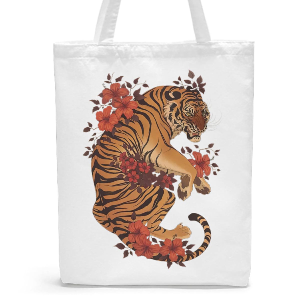 Amazon.co.jp: タイガー 虎 花 トラ とら キャンバス トート