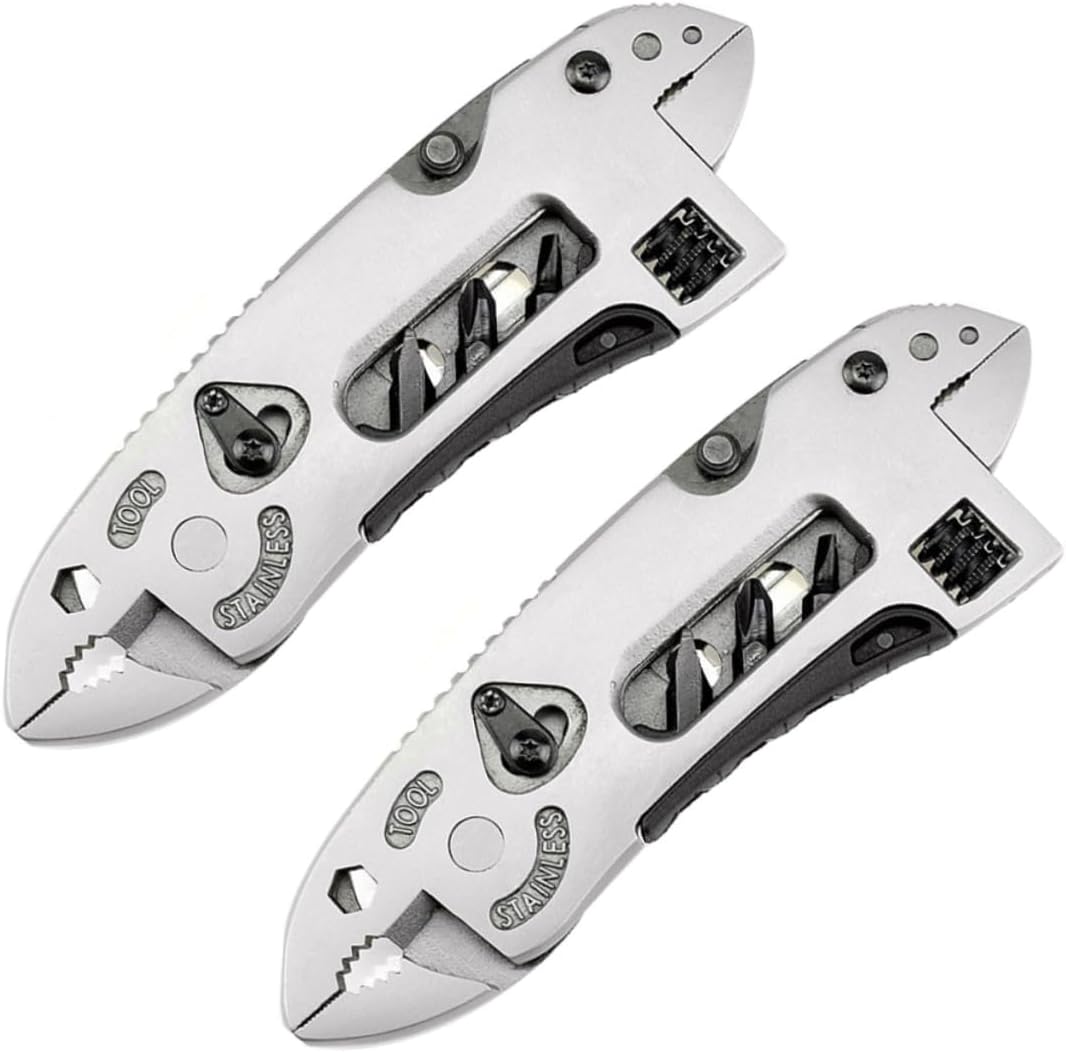 Lurrose 2Pcs Outdoor Multi Tool Pliers Stainless Steel Multi Purpose Wrench Compact Camping Hiking Climbing Travel Pocket Pliers