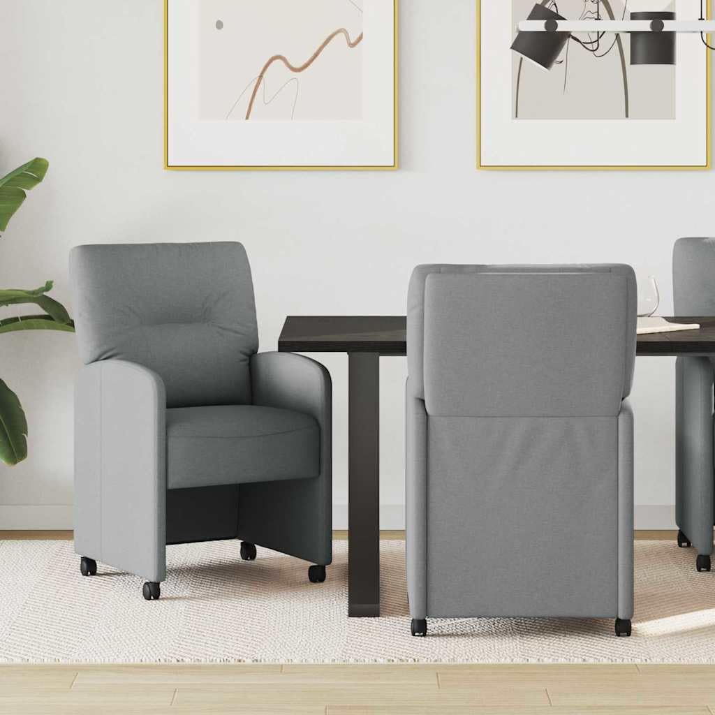 Krzesła do jadalni na kółkach, zestaw 2 szt., jasnoszare, 57 x 67 x 95 cm, obicie materiałowe, ergonomiczne, do jadalni i kuchni