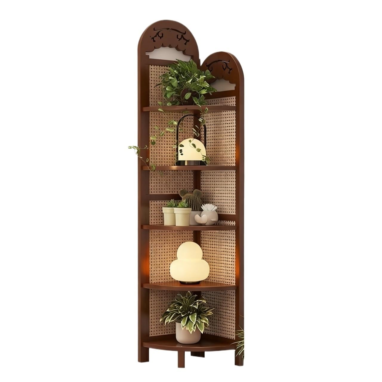 Eckschrank Eckregal Retro Eckregal Wohnzimmer Bücherregal Lagerung Home Dekoration platzsparend(Brown)