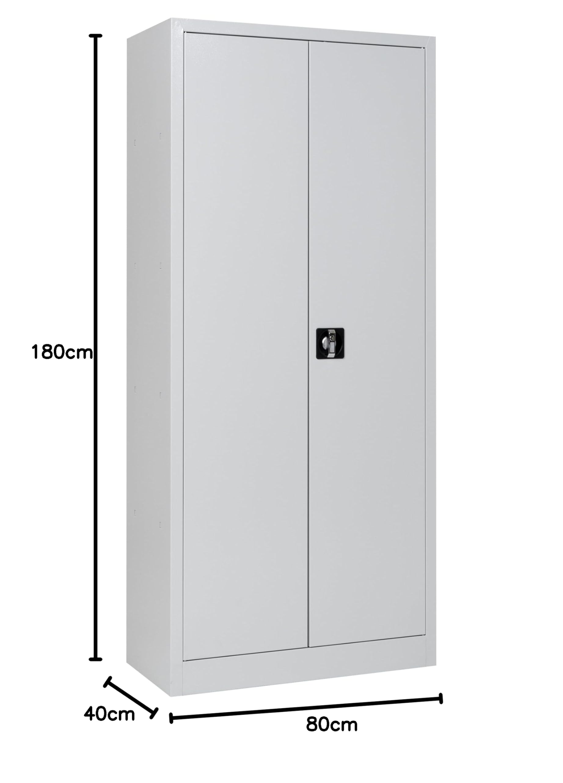 furni24 Metall Putzmittelschrank – Wäscheschrank aus Stahl mit Türen,Dreipunktverriegelung incl. 2 Schlüsseln, Garderobenstange, großen Fächern, Hutablage, fertig montiert - Grau, XXL 80x180x40cm