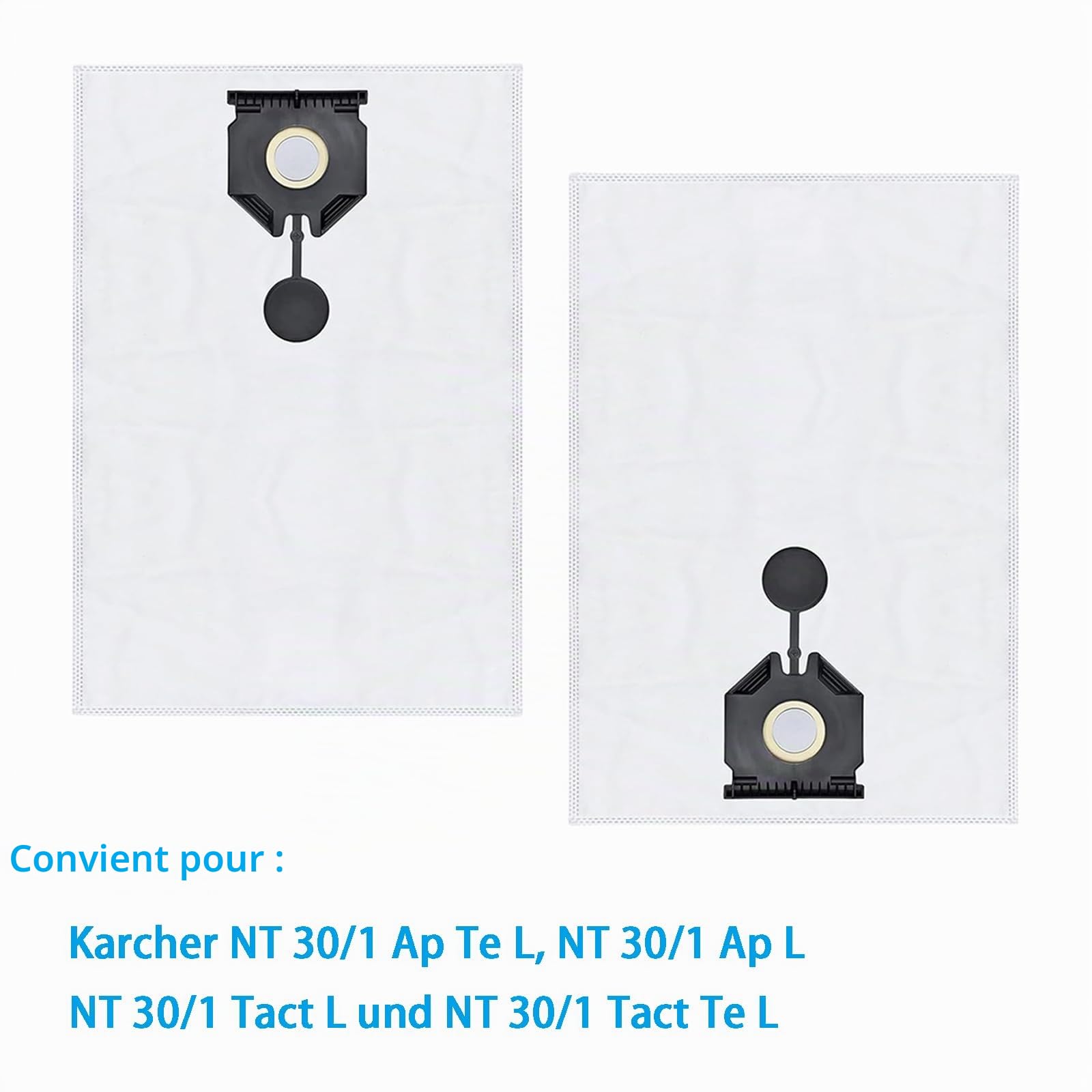 Lot de 10 sacs à poussière pour Kärcher NT 30/1 Ap Te L NT 30/1 Ap L NT 30/1 Tact L NT 30/1 Tact Te L 30 L Pièces de rechange pour aspirateur sec/humide