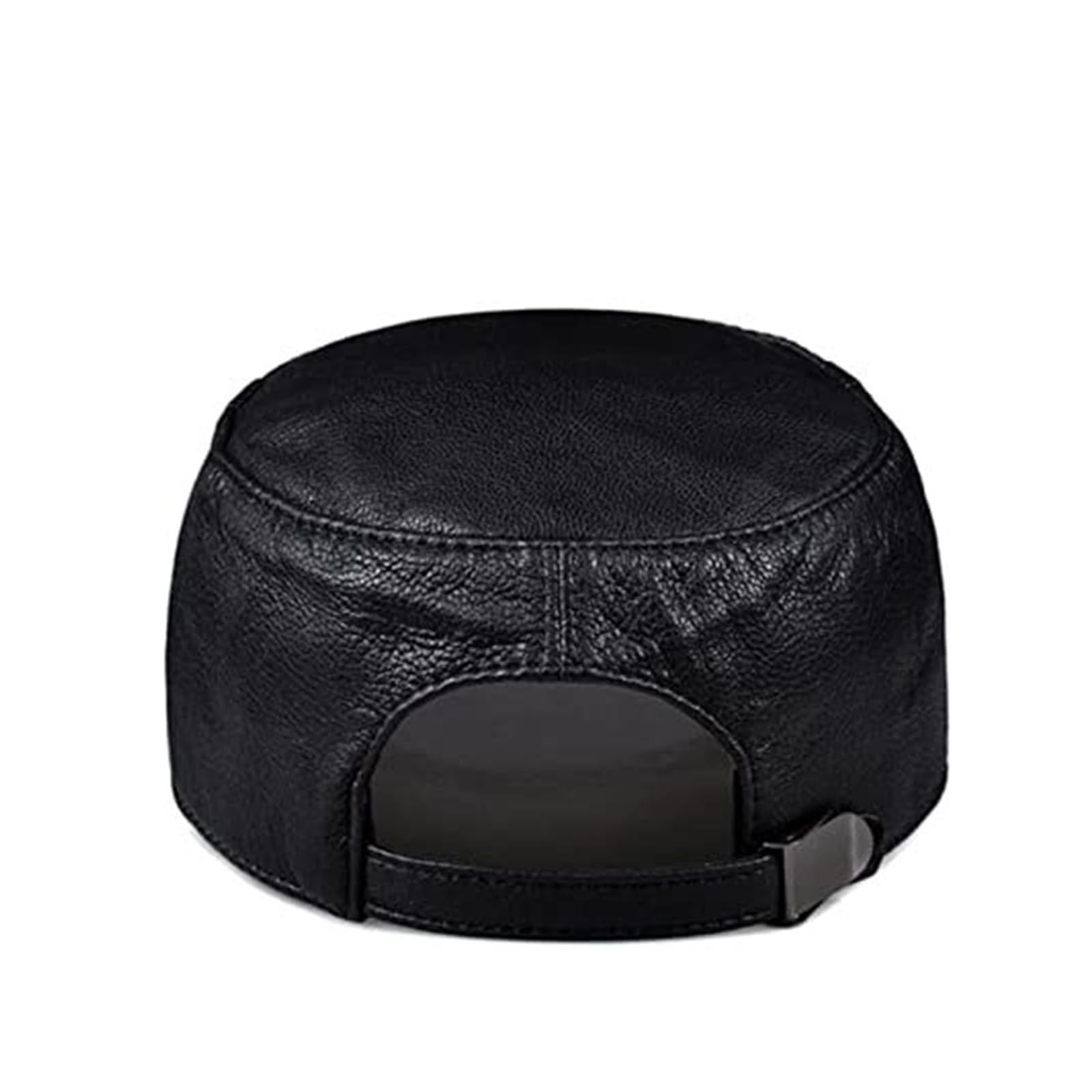 Genuine Leather Winter Baseball Cap for Men and Women - Flat in Black, Suitable for All Seasons