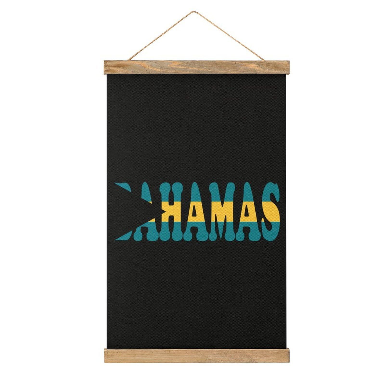 CGSBNGHA Bahamas Flag Wall Art Prints Linen Hanging Painting Scroll Paintings Pictures Decor for Home