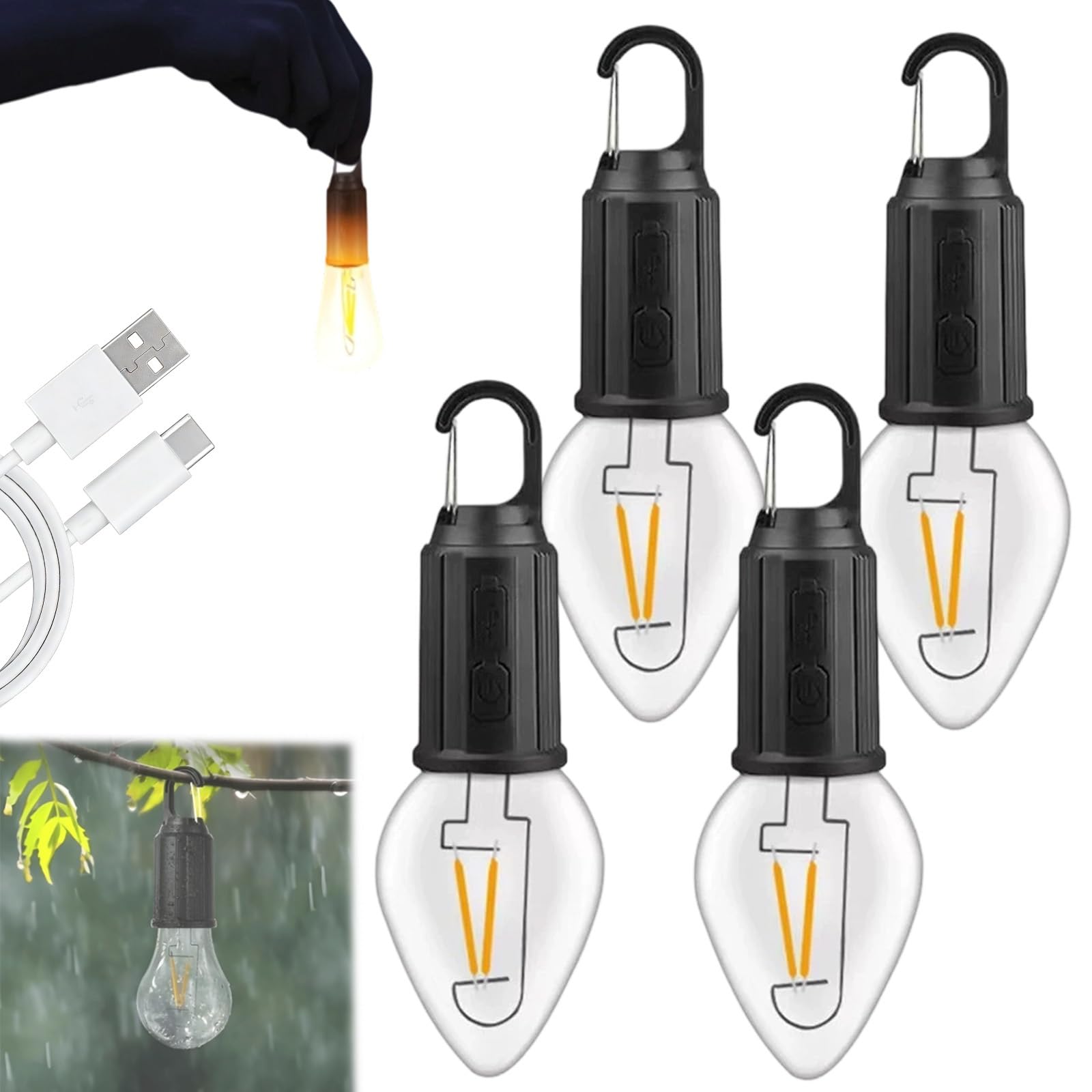 Liocwocne Wireless Rechargeable Light Bulbs, 2026 New Rechargeable Light Bulb Outdoor, LED Camping Lamp with 4 Brightness Modes, IP65 Waterproof, Perfect for Home, Travel & Power Outages(F,Aufladung)