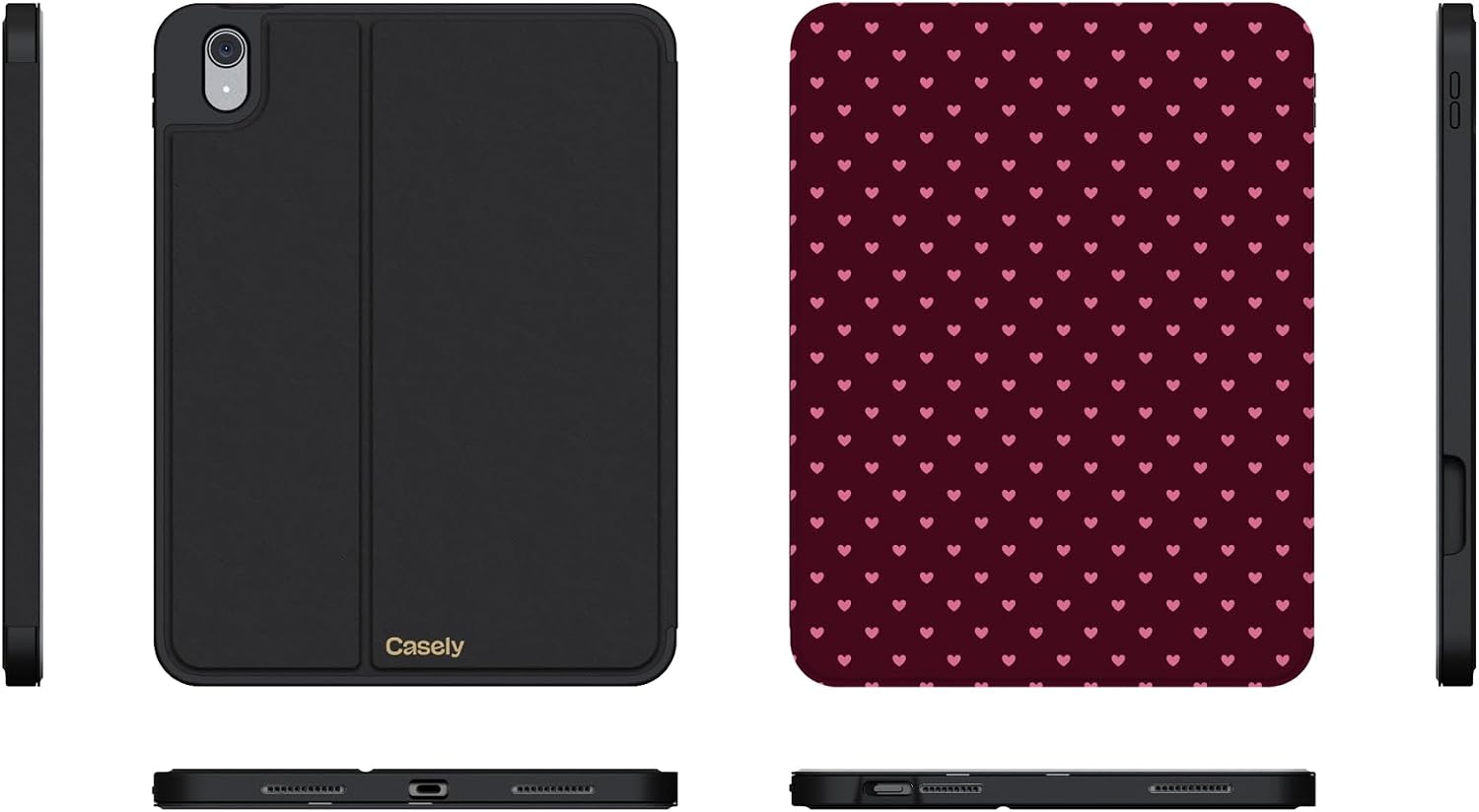 Casely iPad 10.9" (10th Gen / A16) Case | Heart Noir | Tiny Hearts