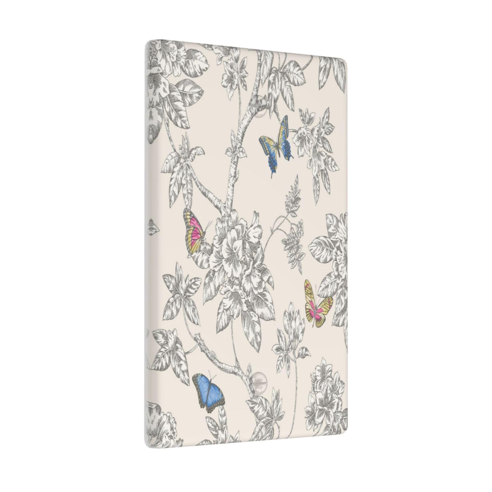 Colorful Butterfly Flowers 1 Gang Light Switch Cover No Decive Blank Wall Plate Decorative for Bathroom Home Living Room Bedroom Art Panel Decorate