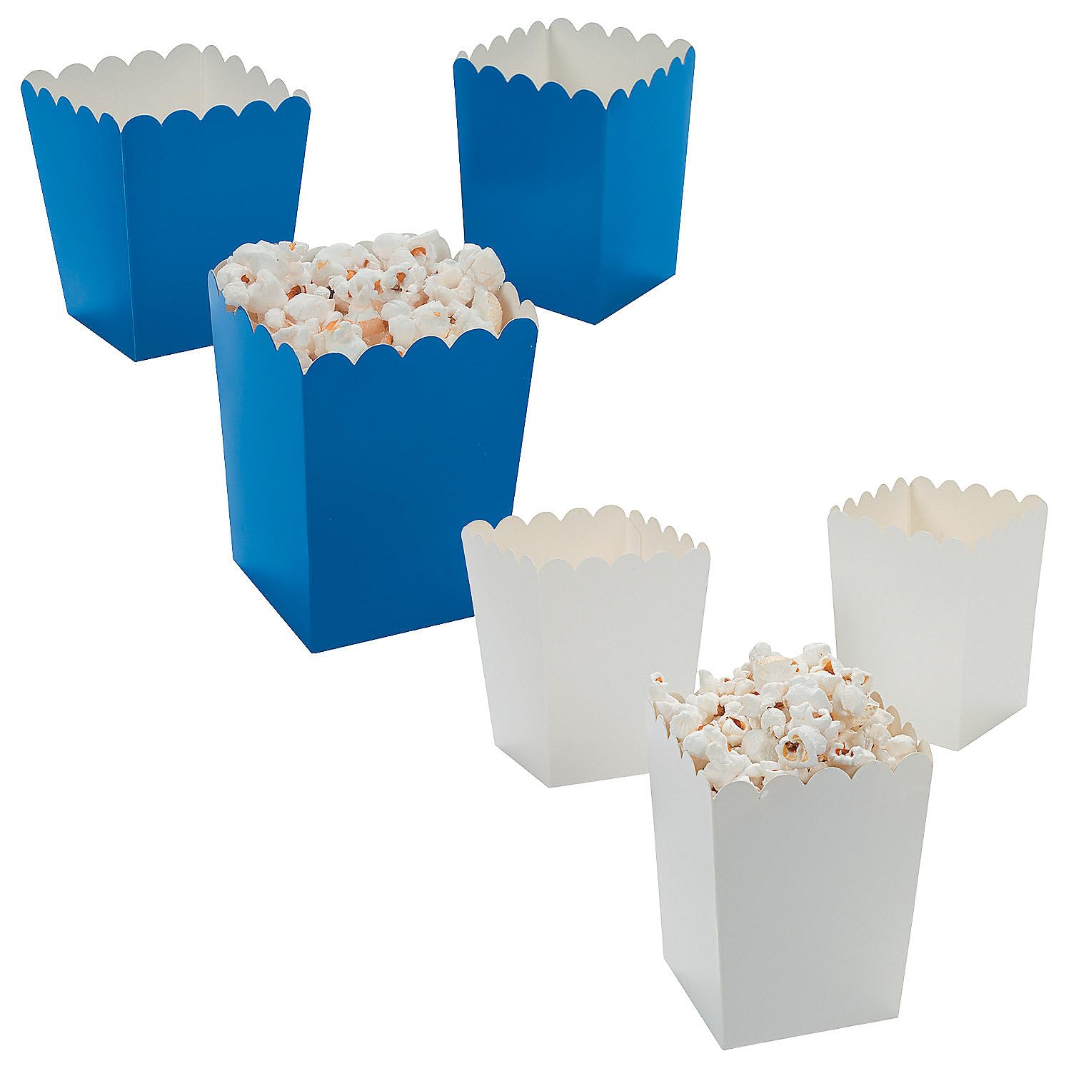 Mini Blue & White Popcorn Box Assortment Kit 48 Pieces