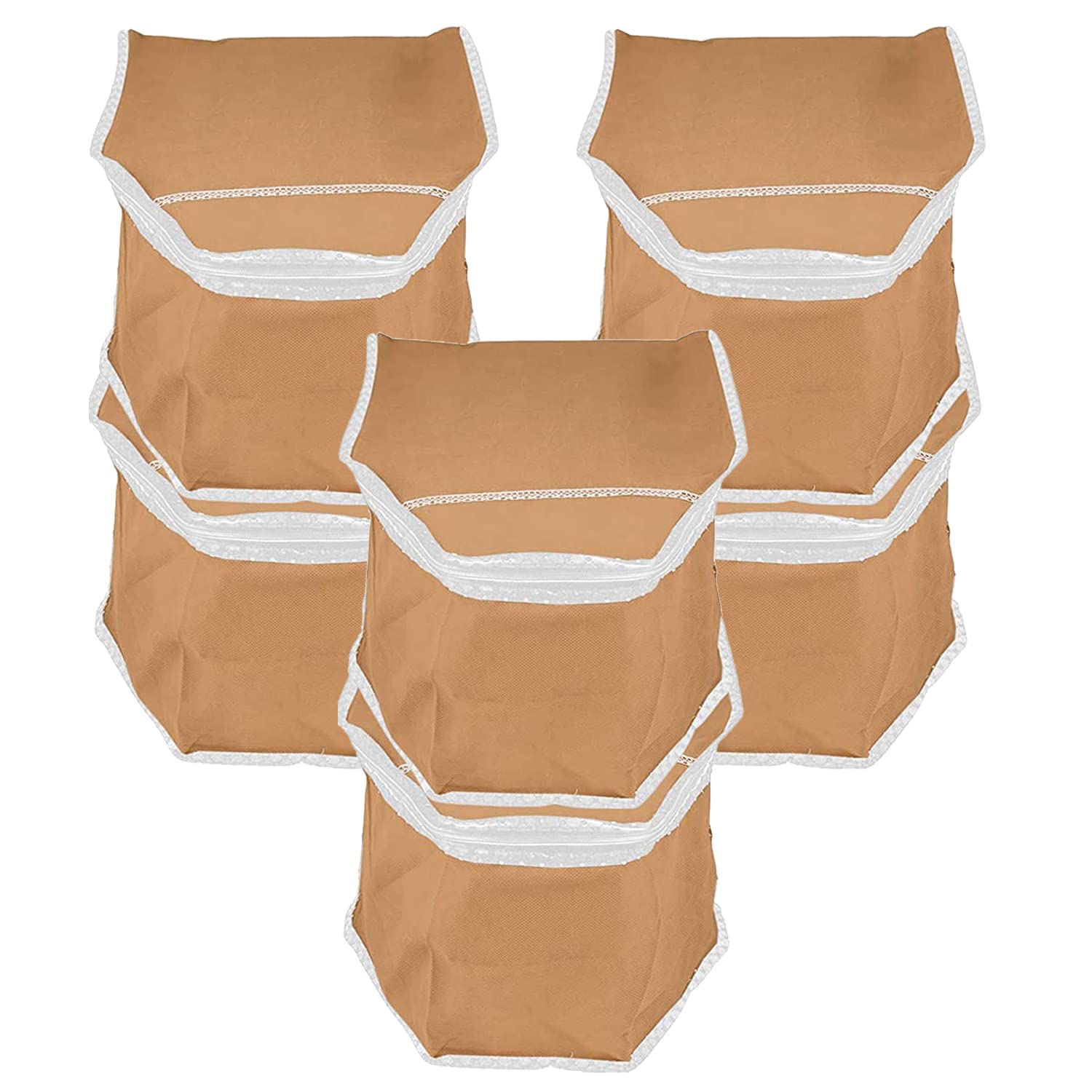 Kuber Industries Blouse cover Bags With Zip|Wardrobe Organizer For Clothes|Washable Small Cloth Bag|Black Piping With Transparent Window|Pack of 6 (Brown) (B0C4GZX9QM) Amazon Price History, Amazon Price Tracker