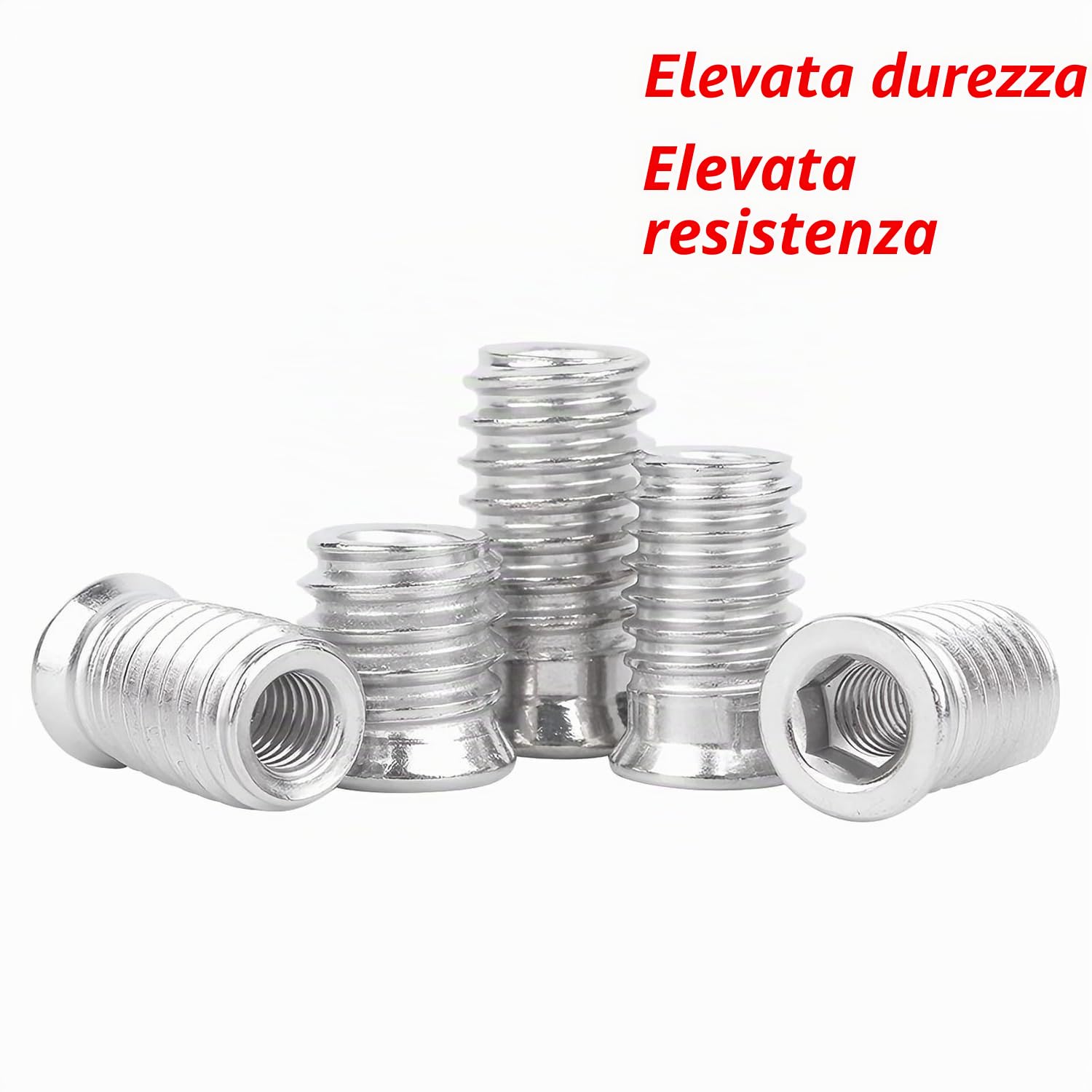 25 Pezzi Dadi Filettati, M5 x 12mm Inserto Filettato in Legno, Dadi Esagonali per Mobili in Legno, Vite a Esagono Incassato in Acciaio al Carbonio