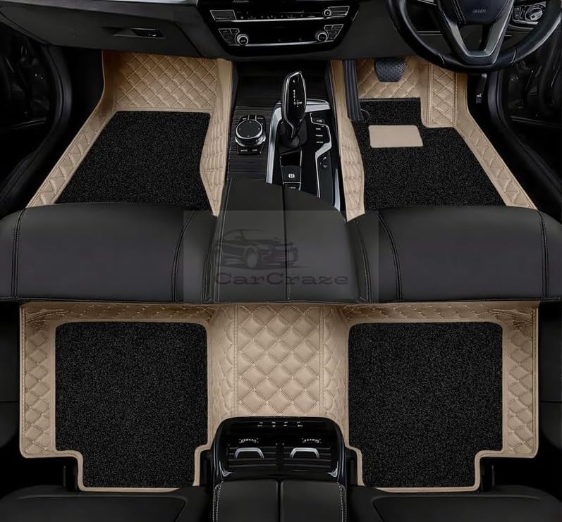Image of 7D Car Foot Mat for Renault Capture | Beige with Black
