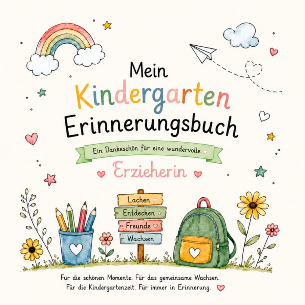 Mein Kindergarten Erinnerungsbuch - Ein Dankeschön für eine wundervolle Erzieherin: Erinnerungsbuch für Erzieherinnen – Ein persönliches ... und Erinnerungen unserer Kindergartenkinder