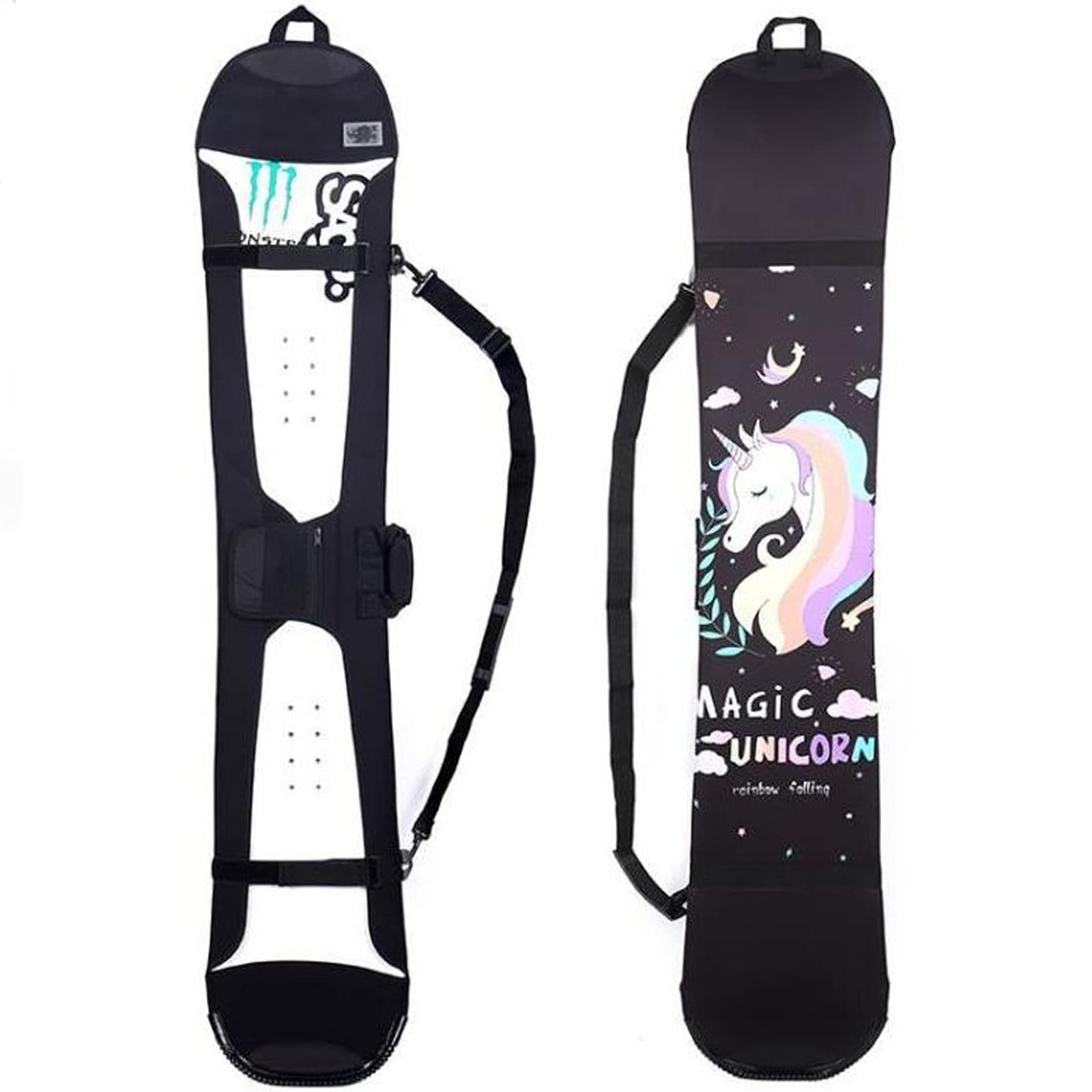 Housse de Protection Portable en Placage Sac de Snowboard Tout Autour Sac de Rangement pour Équipement de Ski Tissu Élastique SBR Imperméable et Résistant à l'usure, Unicorn,145CM