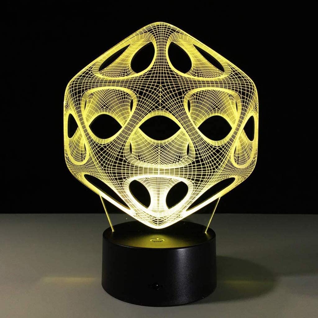 Veilleuse visuelle 3D, 7 couleurs changeantes avec interrupteur tactile, lampe de table