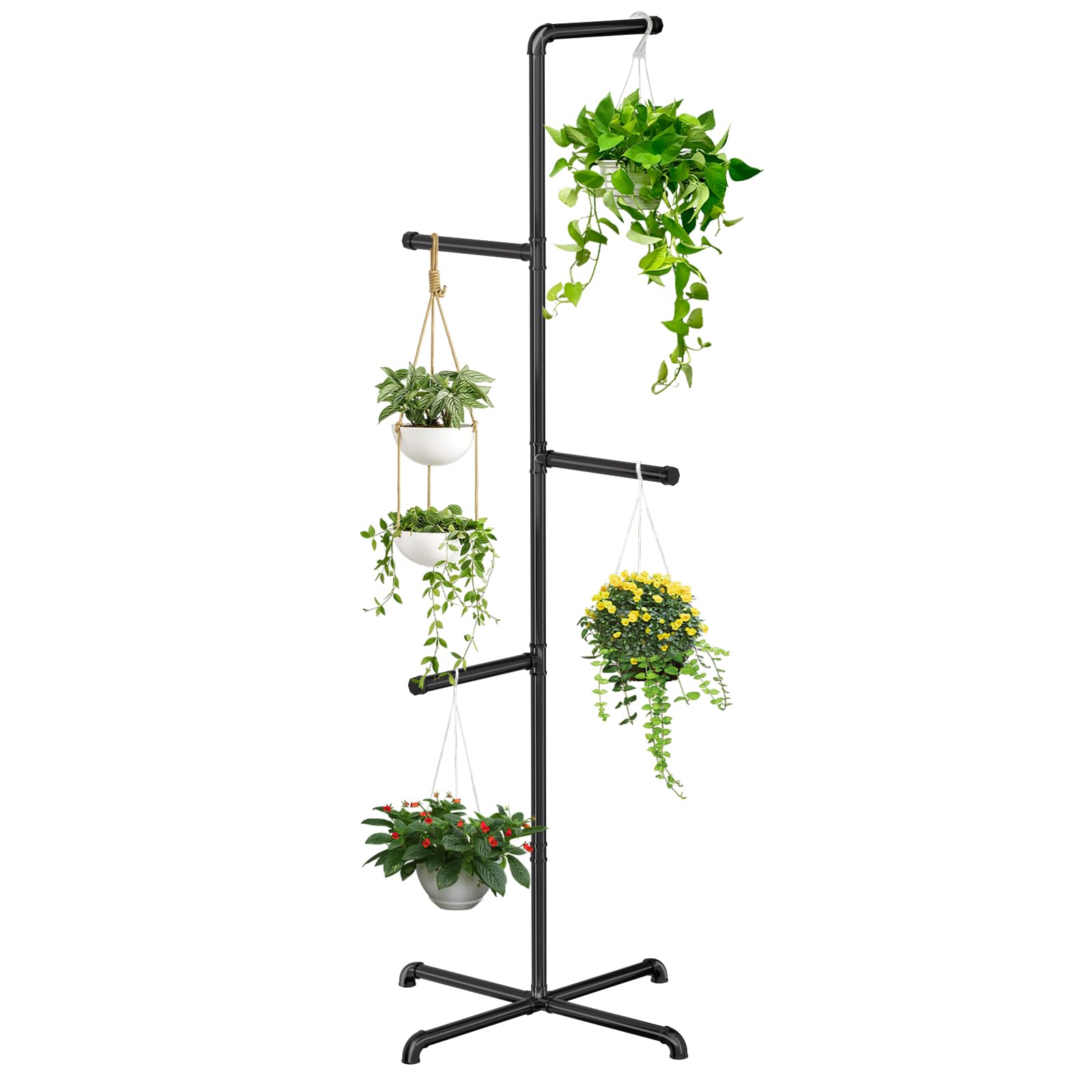 Chloraeon Hanging Plant Stand Indoor, Black Metal Plant Holder, 76 Inch
