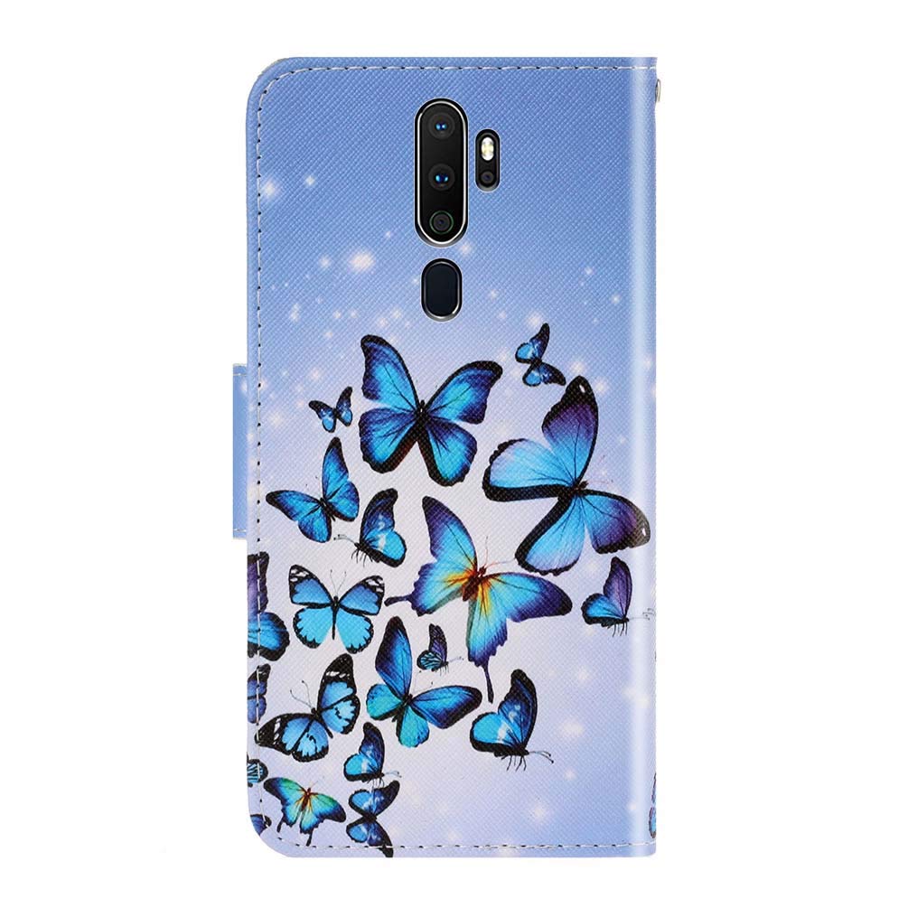 Custodia Portafoglio Con Flip Magnetica Per Oppo A9 (2020) - Pelle Artificiale Con Tasche Carte E Supporto - Stampa Gatto Farfalla - 4