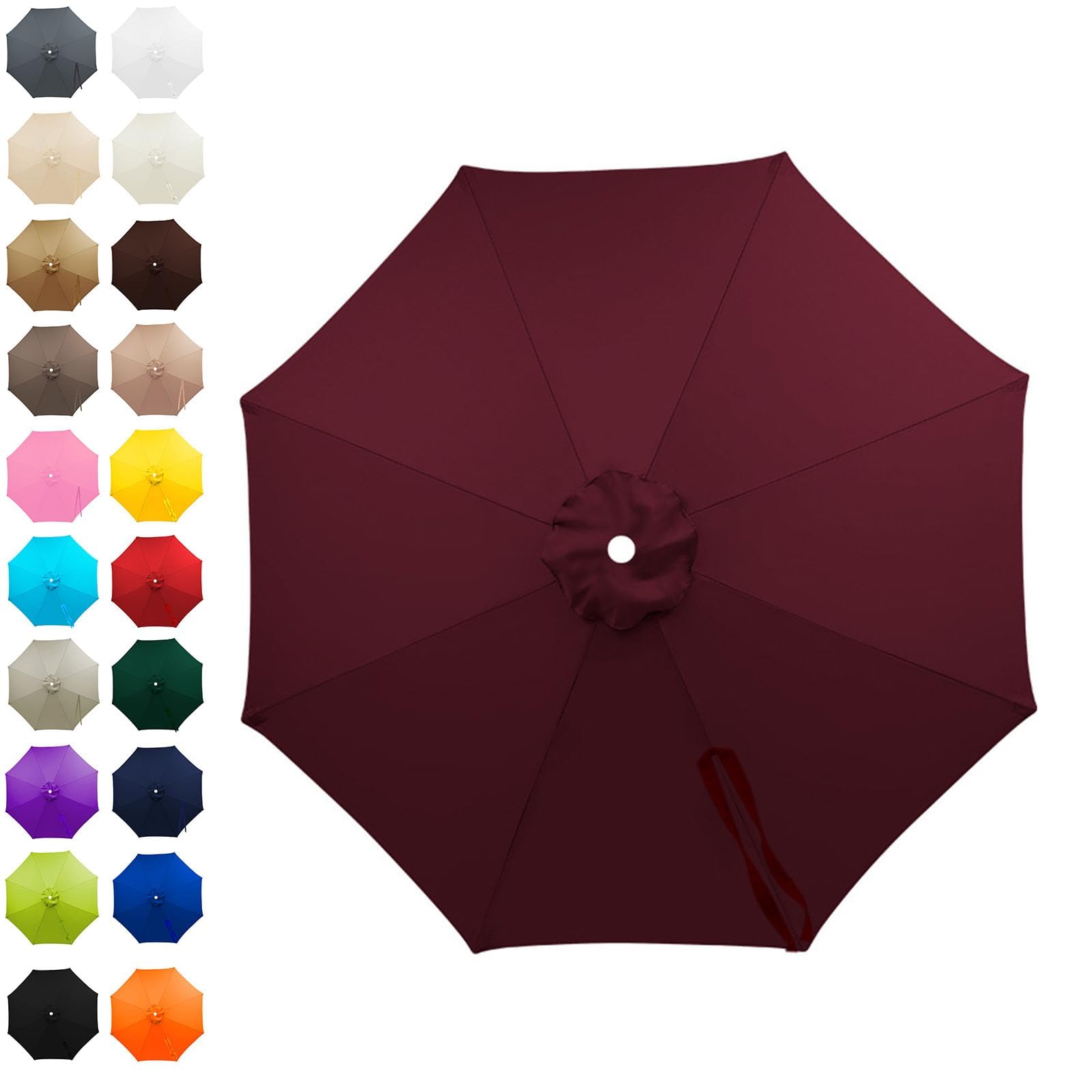 GAOXIAO Zapasowy daszek parasola 6/8 ramion, pokrowiec na stół ogrodowy, parasol ogrodowy, na dziedziniec, basen, trawnik, pokrowiec na parasol targowy A 8 ribs:3m